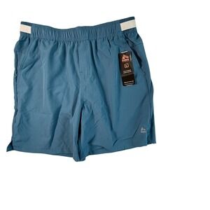 RBX Mens Training Shorts Blue Elastic Waist Pockets Size L Activewear